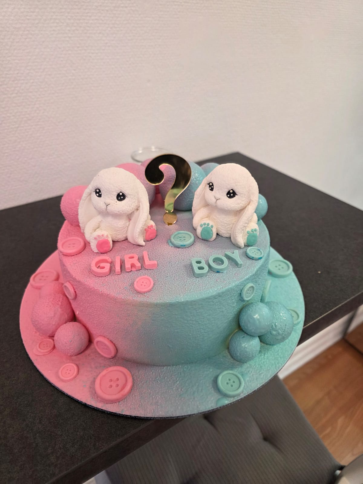 Gender Reveal Bunny Cake