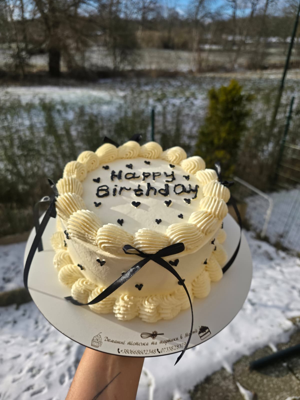 Black Bow Birthday Cake